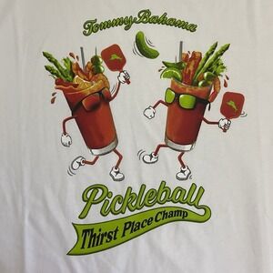 Tommy Bahama Men TShirt Pickle Ball Thirst Down Champions Shirt‎ Small White New